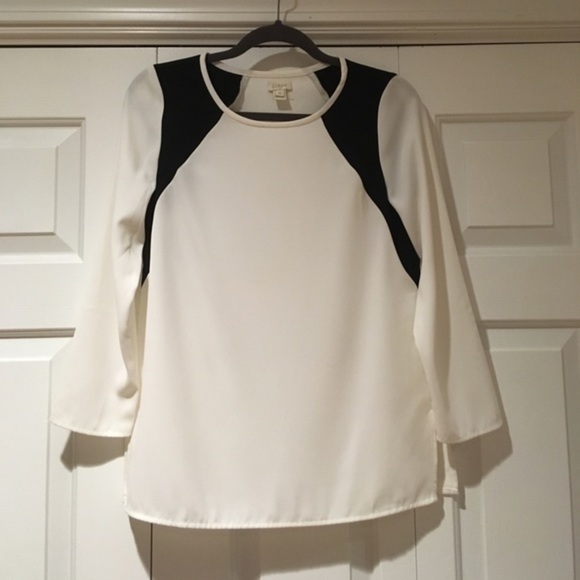 J Crew color block long sleeve blouse Sz 0 Sm - Picture 2 of 6